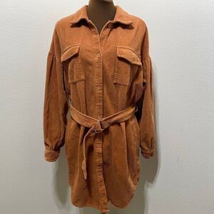 Boohoo Corduroy Shirt Dress Size 8